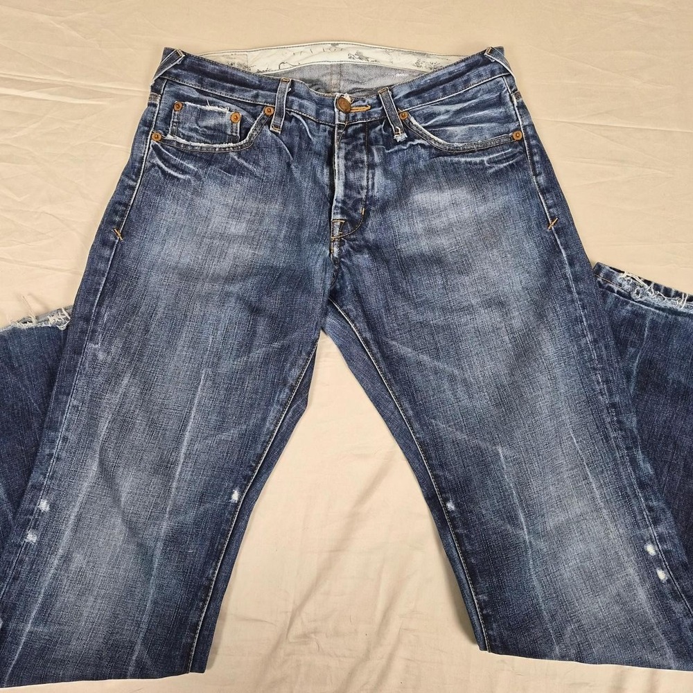 Salvage Distressed Jeans Mens 33 Y2K 90s Grunge Indie Sleaze Baggy Mcbling USA